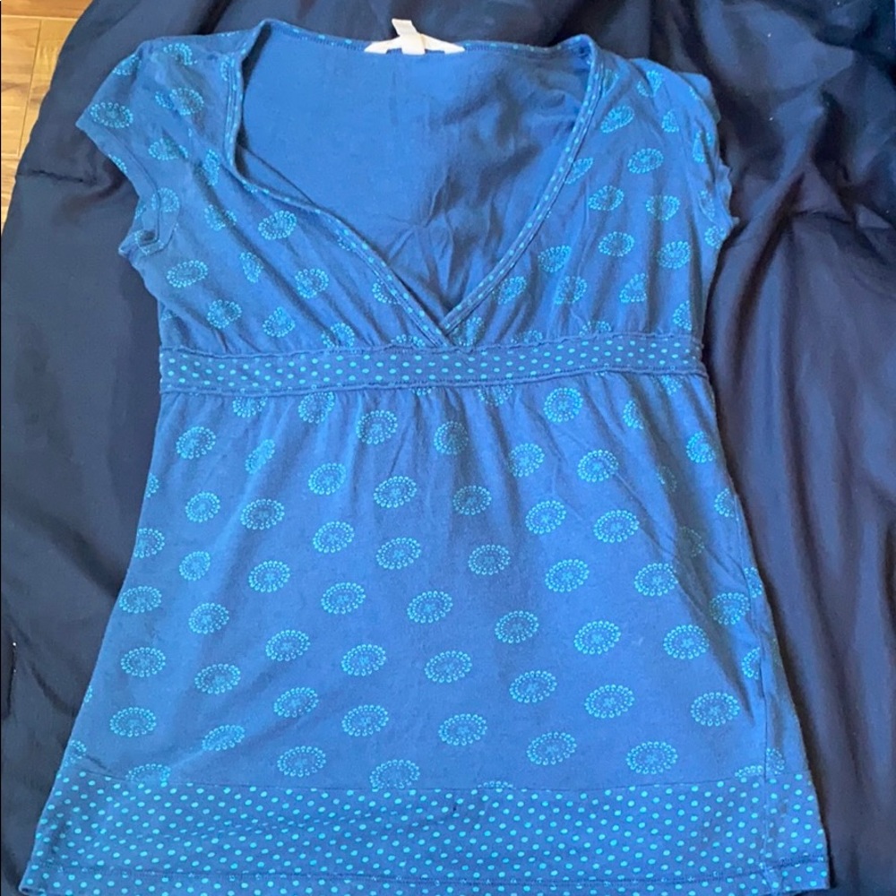 Blue Top with Deep Plunge